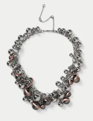 Beaded Cluster Necklace Silver Mix female