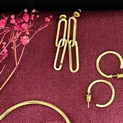 Gold Maya Sikri Double Chain Earrings