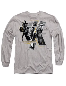 Unisex Thunderbolts Anti-Hero Team Long Sleeve T-Shirt, Heather Grey in Light Grey Size: Small - Light Grey - Size: S - Marvel - FashionsVida