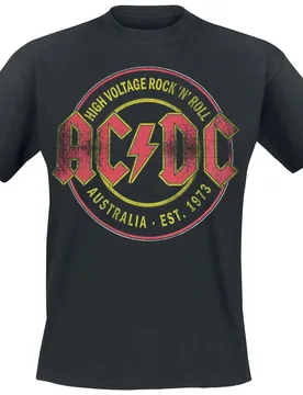 T-Shirt - High Voltage - Rock 'N' Roll - Australia Est. 1973 - S bis 3XL - für Männer - Größe S - schwarz - EMP exklusives Merchandise! - Männer - AC/DC - FashionsVida
