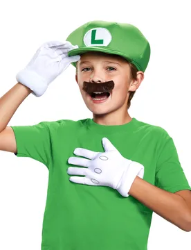 Luigi Accessoires-Set Mario Bros. Set für Kinder 4-teilig grün-weiss-schwarz - KARNEVAL-MEGASTORE - FashionsVida