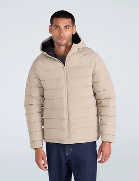 Light Cloud Cosi Hooded Mens Padded Jacket - Taupe - Animal - FashionsVida