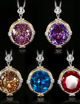 Sparkling High Carbon Diamond Pendant Necklace for Women 25*30mm Blue Pink Red Big Gemstone with Neck Chain Gift Fashion Jewelry - Aliexpress - FashionsVida
