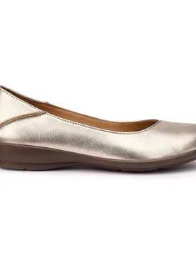 Women's 'Birdie' Ballerina Pumps in Metallic Gold Size: 4.5 - Metallic Gold - Size: 4.5 - Hotter - FashionsVida