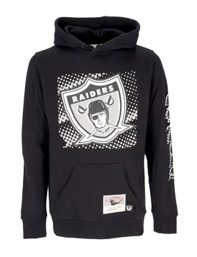 Felpa Cappuccio Uomo Nfl Big Face 7.0 Hoodie Oakrai Black - Mitchell & Ness - FashionsVida
