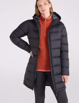 Stratus Extreme Womens Long Packable Down Jacket - Black - Black - Size: 14 - Mountain Warehouse - FashionsVida