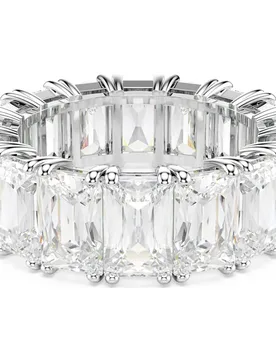 Anello Matrix Vittore, Taglio baguette, Bianco, Placcato rodio 52 - Swarovski - FashionsVida