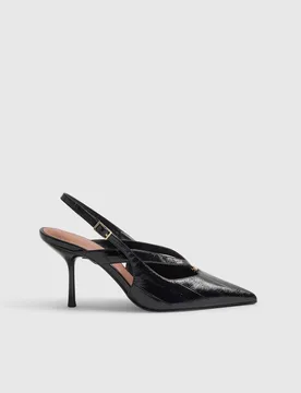 Faux Leather Buckle Slingback Court Shoes Black female - River Island - FashionsVida