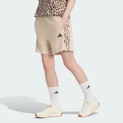 Short Seasonal Essentials 3-Stripes Animal Print M Crystal Linen / Multicolor / Crystal Linen