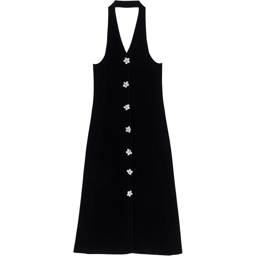 Vestido midi con escote halter y espalda descubierta - Maje - FashionsVida