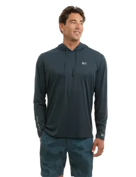 Vaportek Solid Uv Hooded Long Sleeve T-shirt Dark Navy S Men - PELAGIC - FashionsVida