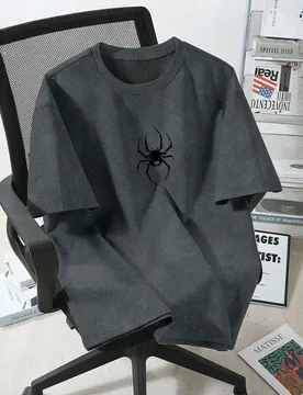 Pieza Camiseta de manga corta informal con estampado de arañaestilo hip-hop para niños preadolescentes 10Y - Shein - FashionsVida