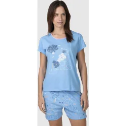 Pijama completo de mujer manga corta estampado floral