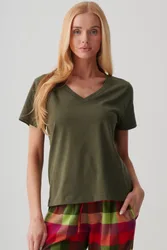Womens 100% Organic Cotton V-Neck T-Shirt - - Size: XL