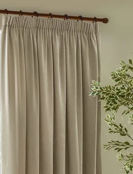 Chenille Velvet Pencil Pleat Curtains Nude - YARD - FashionsVida