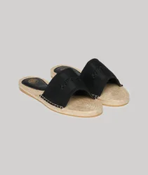 Superdry Damen Canvas-sandalen mit Espadrilles-overlay Schwarz - Größe: 40