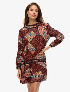 Superdry Damen Minikleid mit Spitze Schwarz - Größe: 38 - 89.99 - FashionsVida