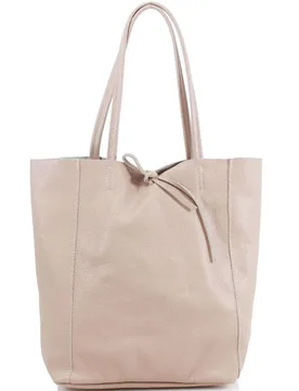 Women's Large Genuine Italian Soft Leather Tie Closure Tote Bag in Light Sand - Light Sand - Size: One Size - Kitise - FashionsVida