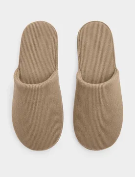Micro Waffle Mule Slippers with Freshfeet™ Beige male - M&S - FashionsVida