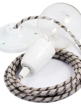Cables Suspension Luminaire Rd54 Stripes 1 M Anthracite / White One Size - Creative - FashionsVida