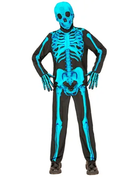 Skelett Kostüm für Kinder Neonblau Halloween - Widmann - FashionsVida