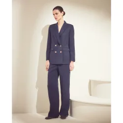 Blazer de mujer lisa de crinkle cruzada