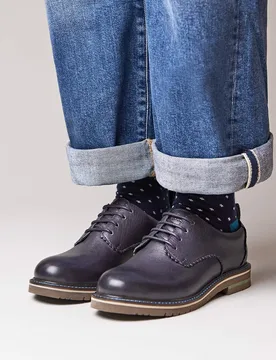 Women's 'Rafflesia' Scalloped-edge leather Derbys in Indigo Size: 6 - Indigo - Size: 6 - Moshulu - FashionsVida