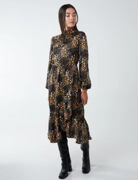 Blouson Elasticated Wrap Midi Dress - 12 / BLACK - female - Blue Vanilla - FashionsVida