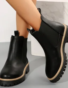 Botas de tobillo para mujer Otoño/Invierno 2025, botas negras sin cordones planas, ideales con cárdigan, nuevo estilo de calzado para mujer EUR42 - Shein - FashionsVida