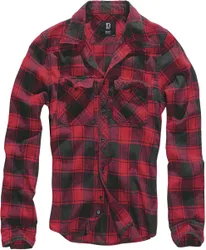 Flanellhemd - Checkshirt - S bis 7XL - für Männer - Größe L - rot/schwarz - Männer - male