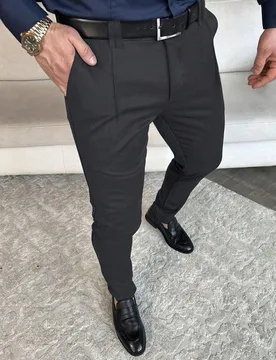 Pantalones de traje formales para hombre con bolsillos inclinados sin cinturón, para ceremonia S - Shein - FashionsVida