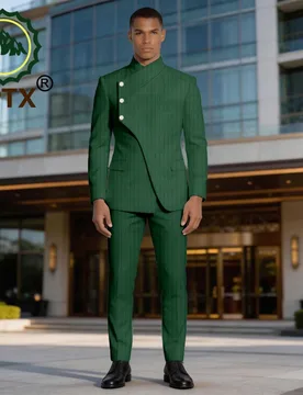 Men's African Wedding Suit Stand Collar Long Sleeve Bazin Riche Jacket And Trousers Set Attire 2616083 - Aliexpress - FashionsVida