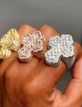 New Bling Cross Ring Iced Out Zircon Prong Setting Gold Color Fashion Luxulry Finger Men Hip Hop Jewelry - Aliexpress - FashionsVida