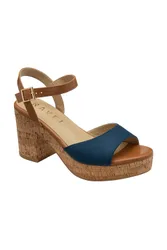 Women's 'Hauxley' Microfibre Block-Heel Sandals in Navy Size: 4 - Navy - Size: 4