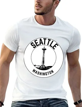 Seattle Space Needle Travel Sticker T-Shirt baggy shirts blacks mens t shirts - Aliexpress - FashionsVida