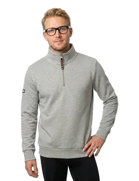 Sweat à Demi-zip Core Pique Henley Grey Marl M - Superdry - FashionsVida