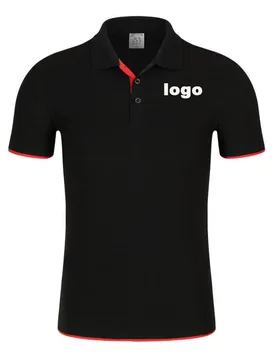 Unisex Custom Embroidered Logo Polo Shirt Black With Red Cuff Placket Hem Trim Short Sleeve Lapel Business Uniform Summer Breath - Aliexpress - FashionsVida
