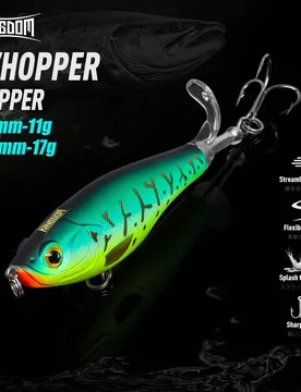 Señuelos de pesca de la marca Kingdom, de 90mm y 110mm, de 11g y 17g, señuelos duros con cola giratoria blanda, flotantes y tipos topwater - cebos a - Shein - FashionsVida
