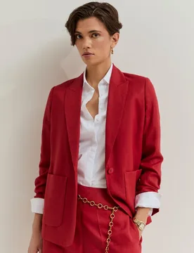Blazer regular fit de mujer de lino - Lion of Porches - FashionsVida