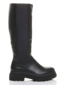 Women's Chunky Stretch Chelsea Knee High Boots in Black Size: 4 - Black - Size: 4 - Ajvani - FashionsVida