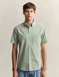 Regular Fit Pure Cotton Gingham Oxford Shirt Green male