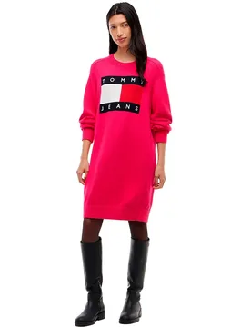 Vestito Corto A Maniche Lunghe Dw0dw23315 Bright Cerise Pink XL - Tommy Jeans - FashionsVida