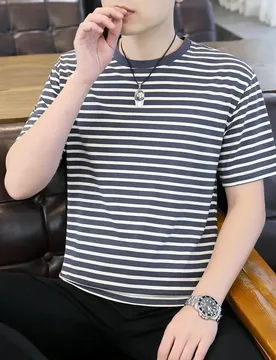 Summer Men's Fashion Casual Striped Round-neck Short-sleeved T-shirt - Stylish and Versatile for Any Occasion - Aliexpress - FashionsVida