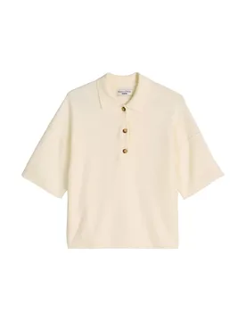 Knit Polo Pullover, Shortsleeve, Bu feale - M - FashionsVida