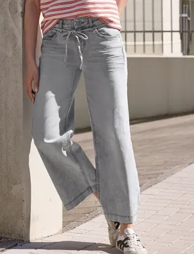 Street One Cropped Wide Leg Jeans im Loose Fit female Grau - Street One Studio - FashionsVida
