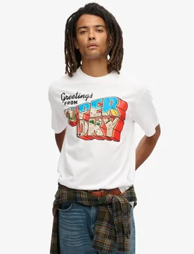 Superdry Herren Travel Postcard T-shirt mit Grafikprint Weiß - Größe: L - 39.99 - FashionsVida