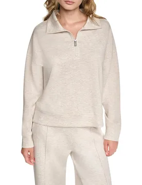 Felpa Con Mezza Zip Dw5900295 Cortdo Heather Beige S - DKNY - FashionsVida