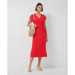 Vestido midi cruzado sin mangas punto