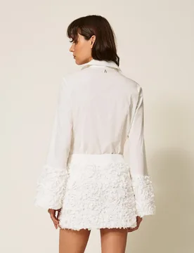 Chemise en popeline et tulle avec fleurs - Actitude by Twinset - FashionsVida