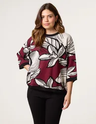 Flower Pattern Jumper - ONE / WINE - female